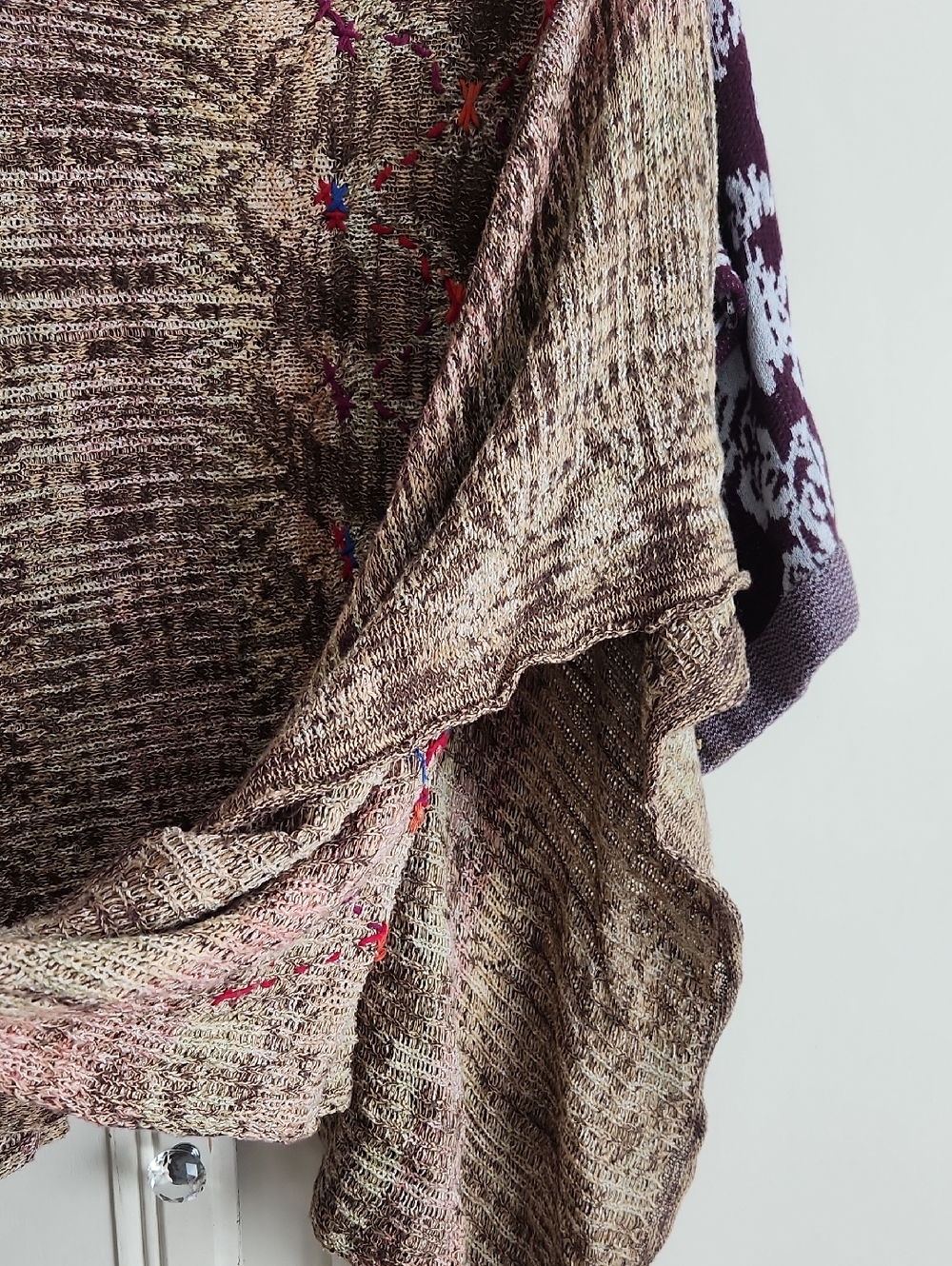 Free People..Boho Floral Embroidered Draped Knit Sweater - - Picture 6 of 11
